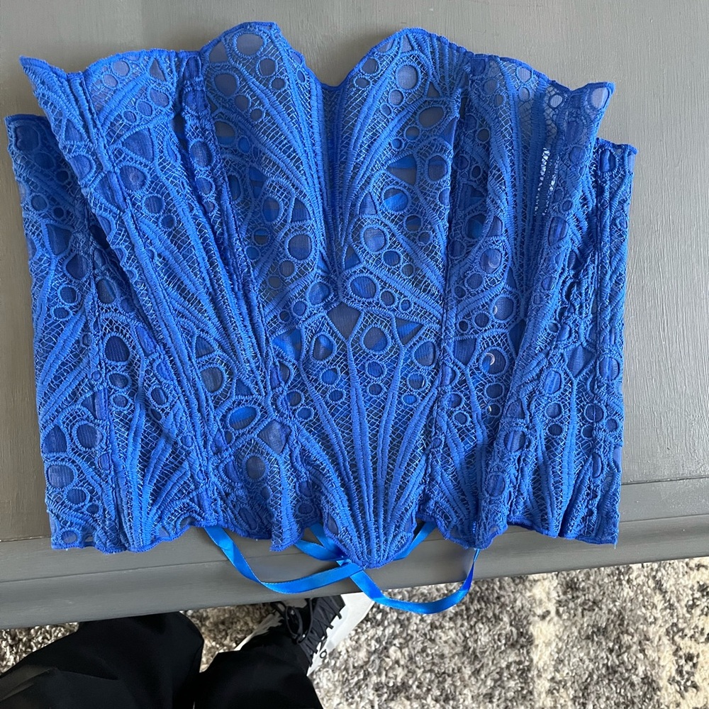 Bright Blue Lace Corset Top